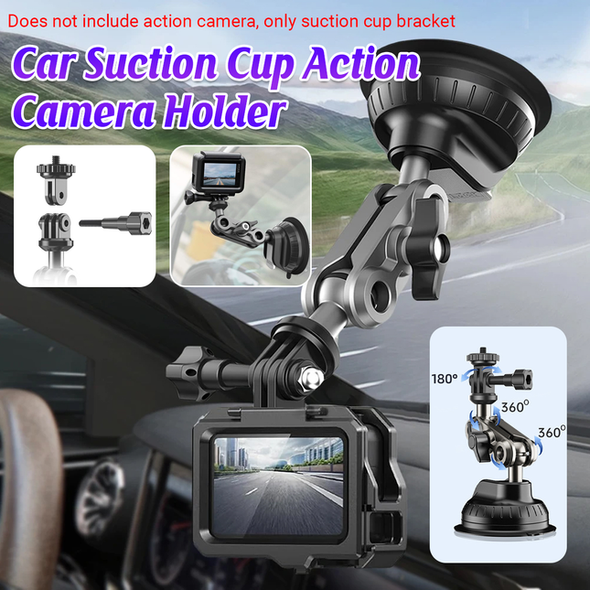 Car Suction Cup Camera Holder Strong Suction 360° Rotation Adjustable for Camera