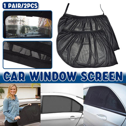 2pcs Car Window Screen Mesh Universal Anti Mosquito Sunshade Curtain Protector