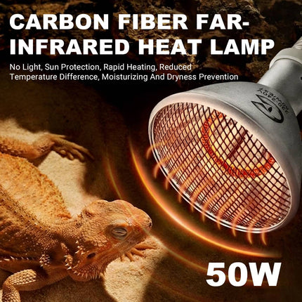 Reptile Far Infrared Heat Lamp 50W Carbon Fibre No Light Warmer Lizard Turtle