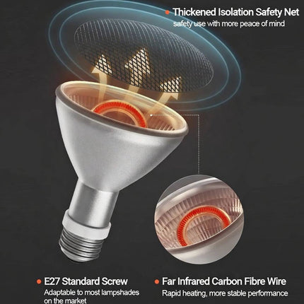 Reptile Far Infrared Heat Lamp 50W Carbon Fibre No Light Warmer Lizard Turtle