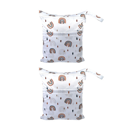 2PCS Cartoon Printed Diaper Bag Double Zipper Washable Storage Organizer