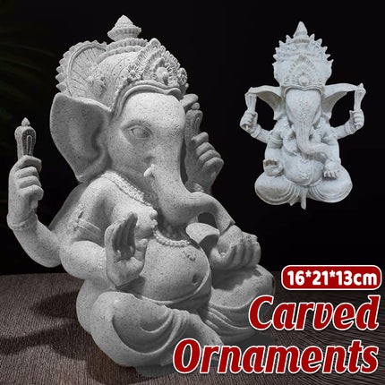 Resin Buddha Statue Carved Ornament Wealth God for Home Office Altar Decorative