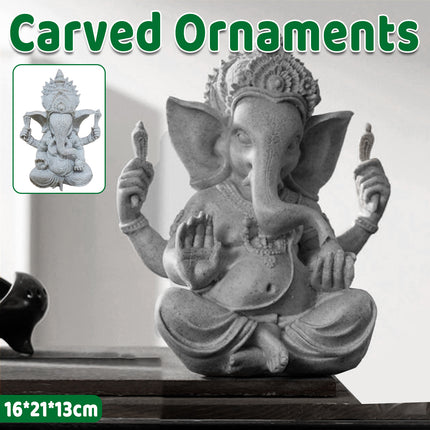 Resin Buddha Statue Carved Ornament Wealth God for Home Office Altar Decorative