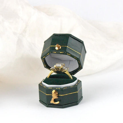 Green Mini Jewellery  Octagonal Box Ring Storage Organizer Case Small Travel Box for Rings