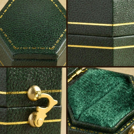 Green Mini Jewellery  Octagonal Box Ring Storage Organizer Case Small Travel Box for Rings