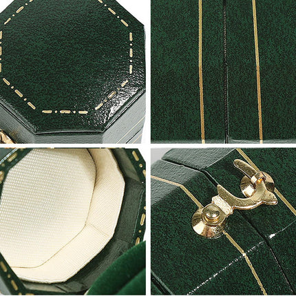 Green Mini Jewellery  Octagonal Box Ring Storage Organizer Case Small Travel Box for Rings