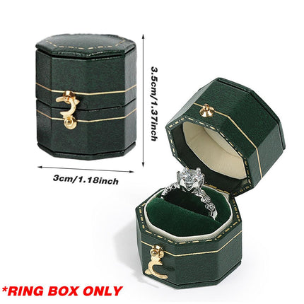 Green Mini Jewellery  Octagonal Box Ring Storage Organizer Case Small Travel Box for Rings