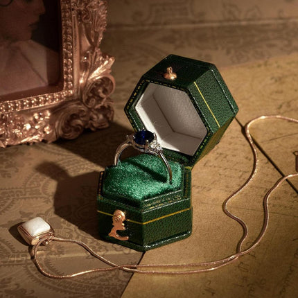 Green Mini Jewellery  Octagonal Box Ring Storage Organizer Case Small Travel Box for Rings