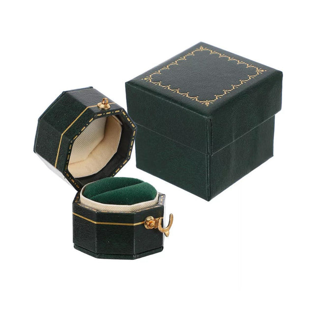 Green Mini Jewellery  Octagonal Box Ring Storage Organizer Case Small Travel Box for Rings