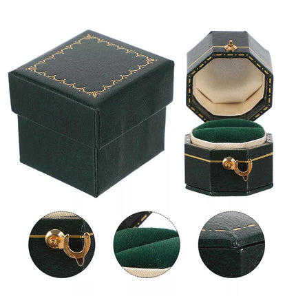 Green Mini Jewellery  Octagonal Box Ring Storage Organizer Case Small Travel Box for Rings
