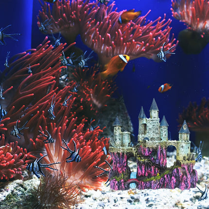 Aquarium Castle Ornament Fish Tank Decoration Medieval Style Resin Decor Home