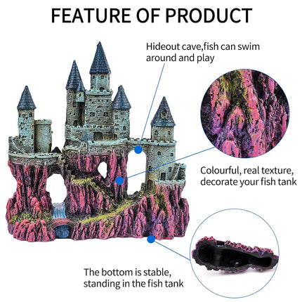 Aquarium Castle Ornament Fish Tank Decoration Medieval Style Resin Decor Home