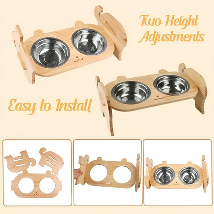 Pet Bowl Anti Tip Double Bowl Pet Food Water Bowl For Home Daily Use Easy Clean