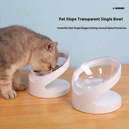 Elevated Cat Food Bowl Tilted Pet Feeding Dish For Neck Protection Feeding Use