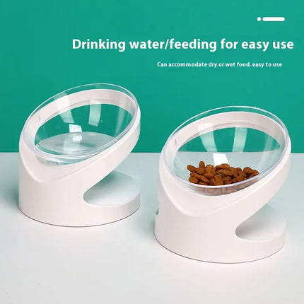 Elevated Cat Food Bowl Tilted Pet Feeding Dish For Neck Protection Feeding Use