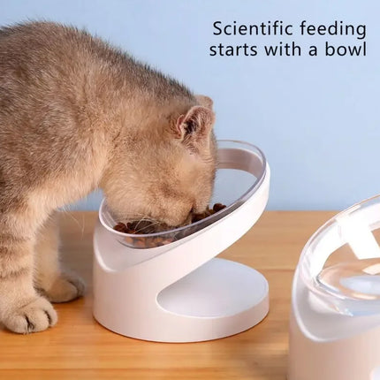 Elevated Cat Food Bowl Tilted Pet Feeding Dish For Neck Protection Feeding Use