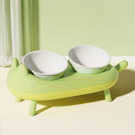 Cat Bowl Ceramic Double Bowl Non Slip Food Safe Durable for Dry Wet Food Water