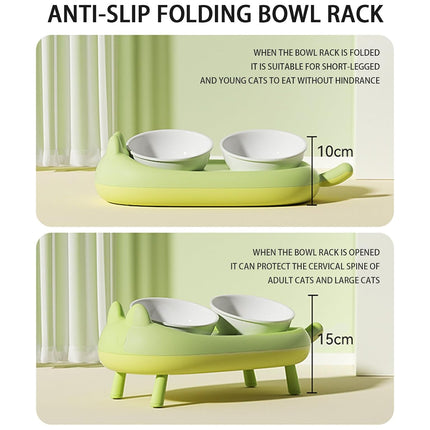 Cat Bowl Ceramic Double Bowl Non Slip Food Safe Durable for Dry Wet Food Water