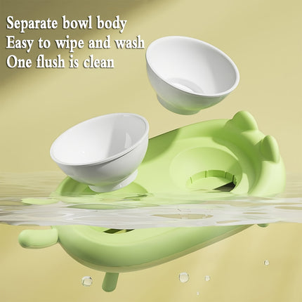 Cat Bowl Ceramic Double Bowl Non Slip Food Safe Durable for Dry Wet Food Water