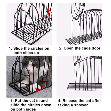 Cat Bath Cage Portable Pet Grooming Cage Foldable Mesh Cage for Small Animals