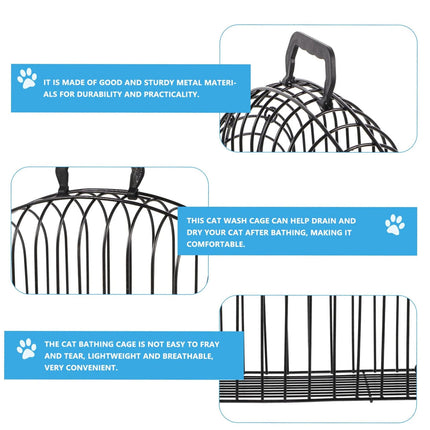Cat Bath Cage Portable Pet Grooming Cage Foldable Mesh Cage for Small Animals