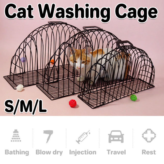 Cat Bath Cage Portable Pet Grooming Cage Foldable Mesh Cage for Small Animals