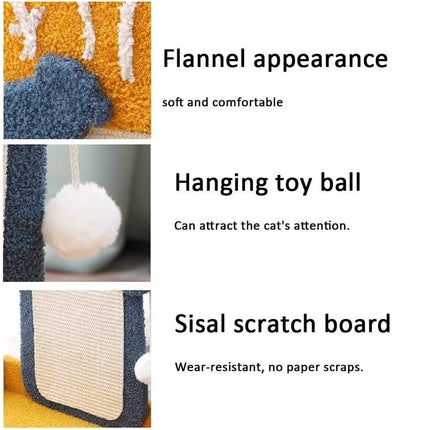 Sisal Cat Scratching Post Wall Mounted Climbing Tree Vertical Scratcher Toy