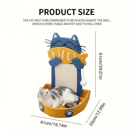 Sisal Cat Scratching Post Wall Mounted Climbing Tree Vertical Scratcher Toy