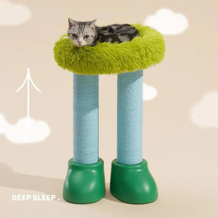 3-in-1 Cat Scratching Post Cosy Nest Climbing Shelf Side Table Furniture