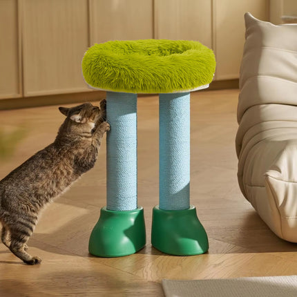 3-in-1 Cat Scratching Post Cosy Nest Climbing Shelf Side Table Furniture