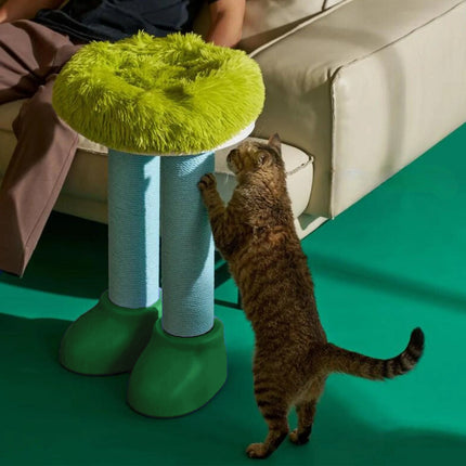3-in-1 Cat Scratching Post Cosy Nest Climbing Shelf Side Table Furniture