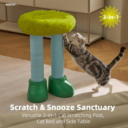 3-in-1 Cat Scratching Post Cosy Nest Climbing Shelf Side Table Furniture