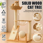 Solid Wood Cat Tree 94cm Woven Basket Bed Space Capsule Sisal Scratcher Ball