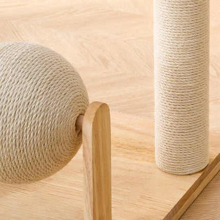 Solid Wood Cat Tree 94cm Woven Basket Bed Space Capsule Sisal Scratcher Ball