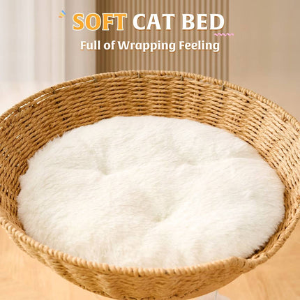 Solid Wood Cat Tree 94cm Woven Basket Bed Space Capsule Sisal Scratcher Ball