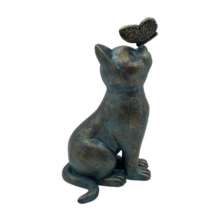 Beautiful Cat Statue With Rounded Back Garden Decor Ornament Outdoor Decoration