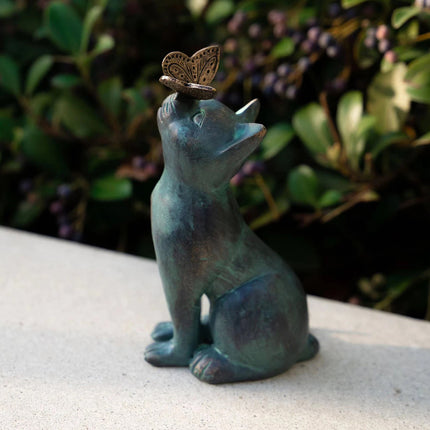 Beautiful Cat Statue With Rounded Back Garden Decor Ornament Outdoor Decoration