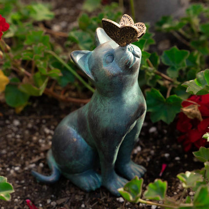 Beautiful Cat Statue With Rounded Back Garden Decor Ornament Outdoor Decoration