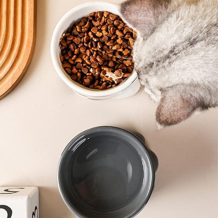 Ceramic Cat Food Bowl Cute Drinking Bowl for Pets Non Slip Food Water Dish Bowl