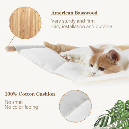 Wall Mounted Cat Hammock Soft Bed Natural Wood Arms