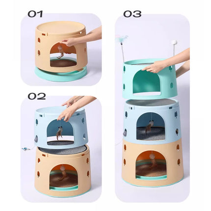 Cat Tree Tower Climbing Frame Multi Level Cat House Activity Column Jump Stand