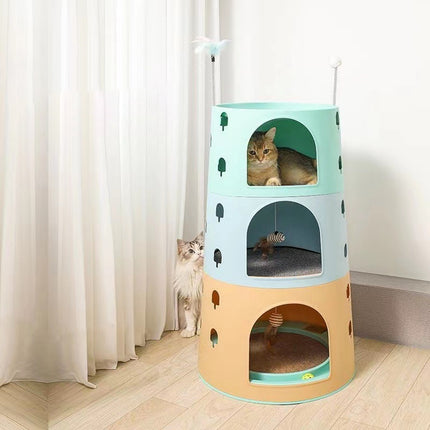 Cat Tree Tower Climbing Frame Multi Level Cat House Activity Column Jump Stand