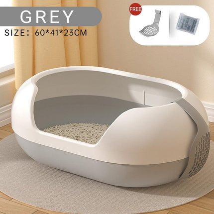 Large Semi Closed Cat Litter Box Covered Litter Pan for Cats Easy Clean Design