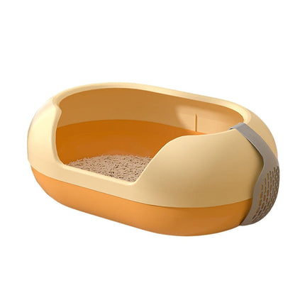 Large Semi Closed Cat Litter Box Covered Litter Pan for Cats Easy Clean Design
