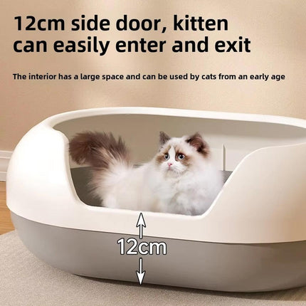 Large Semi Closed Cat Litter Box Covered Litter Pan for Cats Easy Clean Design