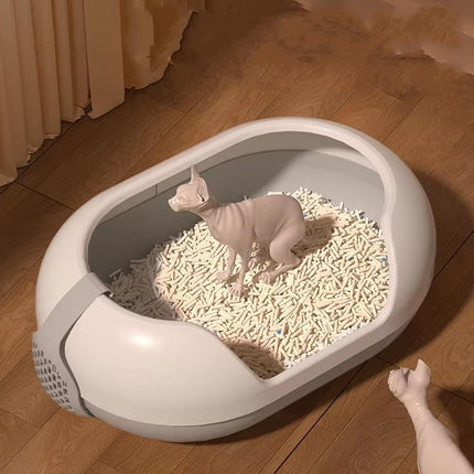 Large Semi Closed Cat Litter Box Covered Litter Pan for Cats Easy Clean Design
