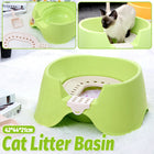 Cat Litter Box Open Toilet Green Squat Style Pet Tray Easy Clean Plastic Kitty