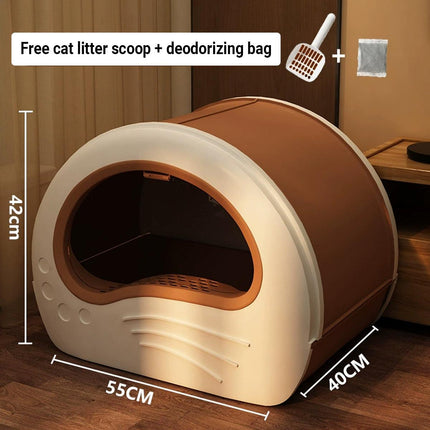 Large Fully Enclosed Cat Litter Box Pet Toilet Odour Control Easy Clean Tray
