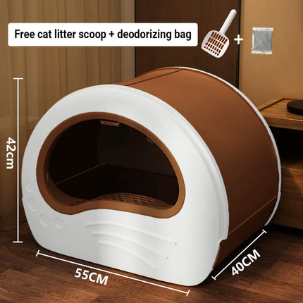 Large Fully Enclosed Cat Litter Box Pet Toilet Odour Control Easy Clean Tray