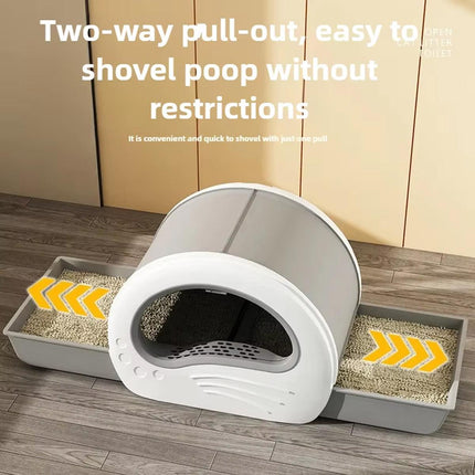 Large Fully Enclosed Cat Litter Box Pet Toilet Odour Control Easy Clean Tray